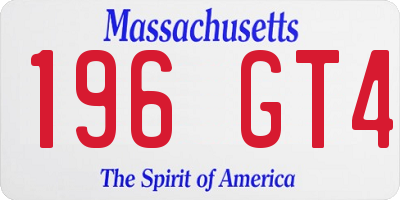 MA license plate 196GT4