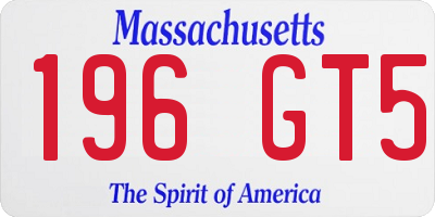 MA license plate 196GT5