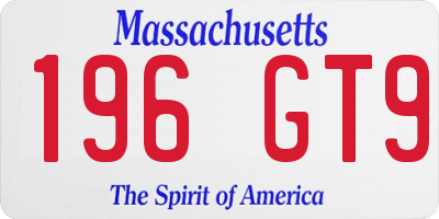 MA license plate 196GT9