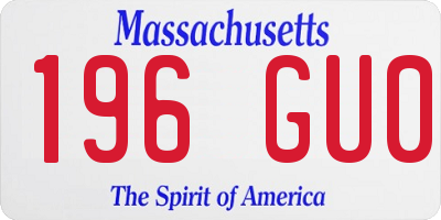 MA license plate 196GU0