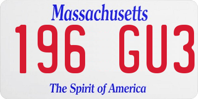 MA license plate 196GU3