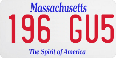 MA license plate 196GU5