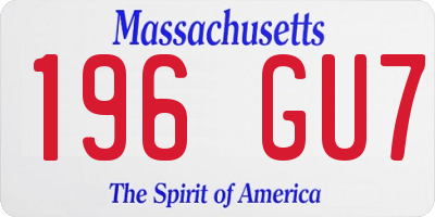 MA license plate 196GU7