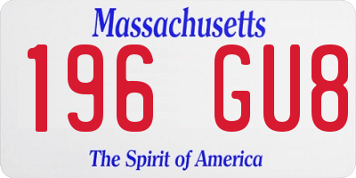 MA license plate 196GU8