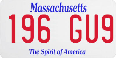 MA license plate 196GU9
