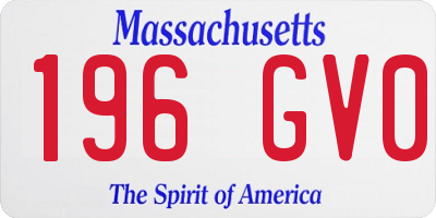MA license plate 196GV0