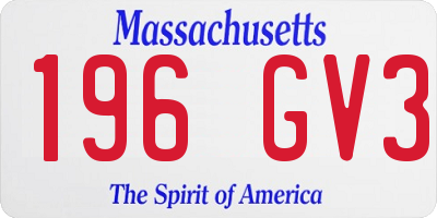 MA license plate 196GV3