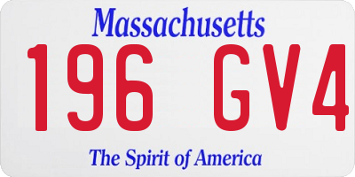 MA license plate 196GV4