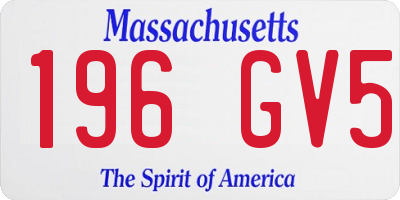 MA license plate 196GV5