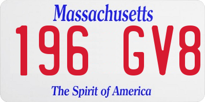 MA license plate 196GV8