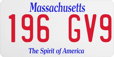 MA license plate 196GV9