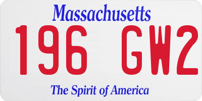 MA license plate 196GW2