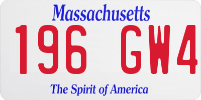 MA license plate 196GW4