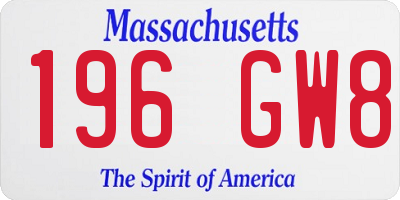 MA license plate 196GW8
