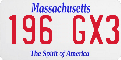 MA license plate 196GX3