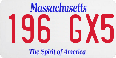 MA license plate 196GX5