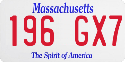 MA license plate 196GX7