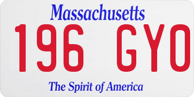 MA license plate 196GY0