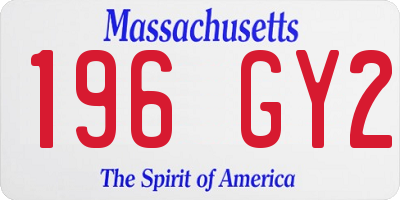 MA license plate 196GY2