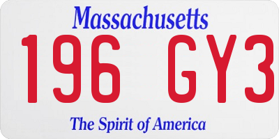 MA license plate 196GY3