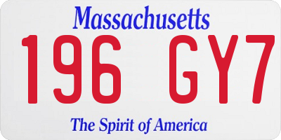 MA license plate 196GY7