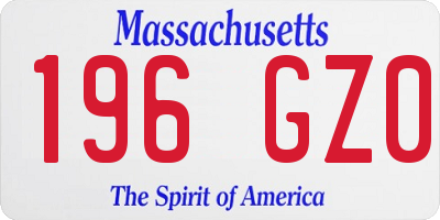 MA license plate 196GZ0