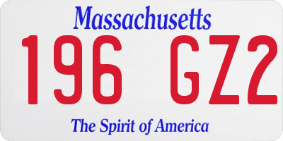 MA license plate 196GZ2