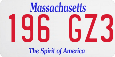 MA license plate 196GZ3