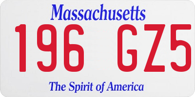 MA license plate 196GZ5