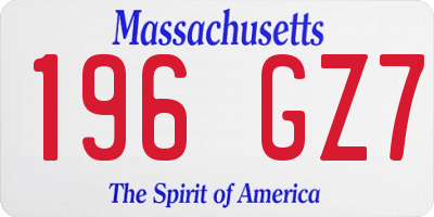 MA license plate 196GZ7