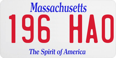 MA license plate 196HA0