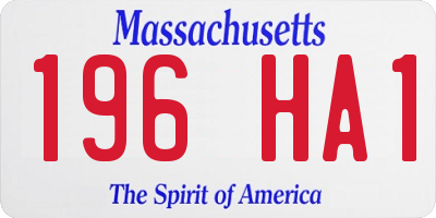 MA license plate 196HA1