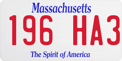 MA license plate 196HA3