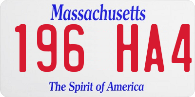 MA license plate 196HA4
