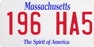 MA license plate 196HA5