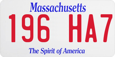 MA license plate 196HA7