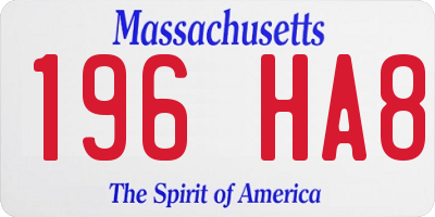 MA license plate 196HA8