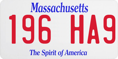 MA license plate 196HA9