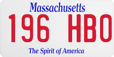 MA license plate 196HB0