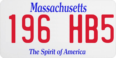 MA license plate 196HB5