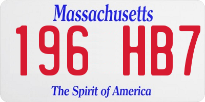 MA license plate 196HB7