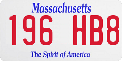 MA license plate 196HB8