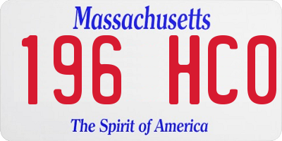 MA license plate 196HC0