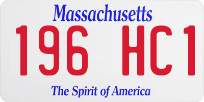 MA license plate 196HC1