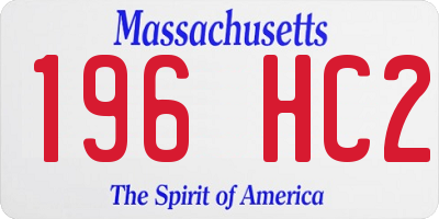 MA license plate 196HC2