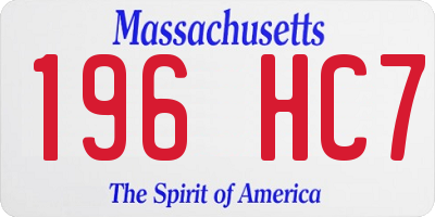 MA license plate 196HC7