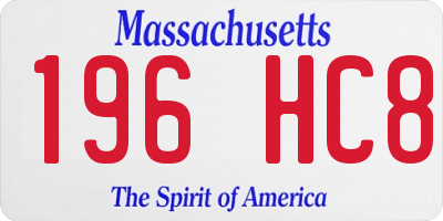 MA license plate 196HC8