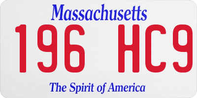 MA license plate 196HC9