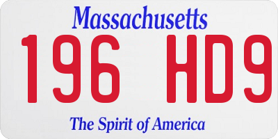 MA license plate 196HD9