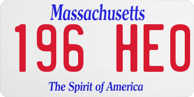 MA license plate 196HE0